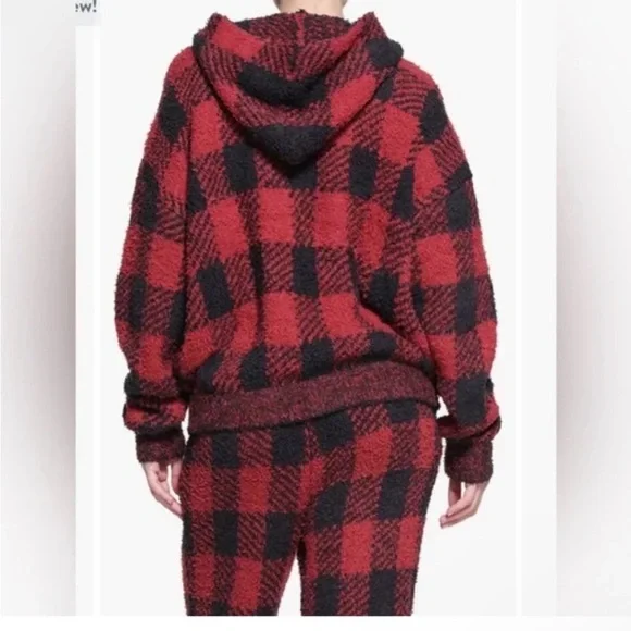 ♥️SKIMS COZY KNIT UNISEX HOODIE BUFFALO CHECK BRICK ONYX 4X/5X - Picture 6 of 8